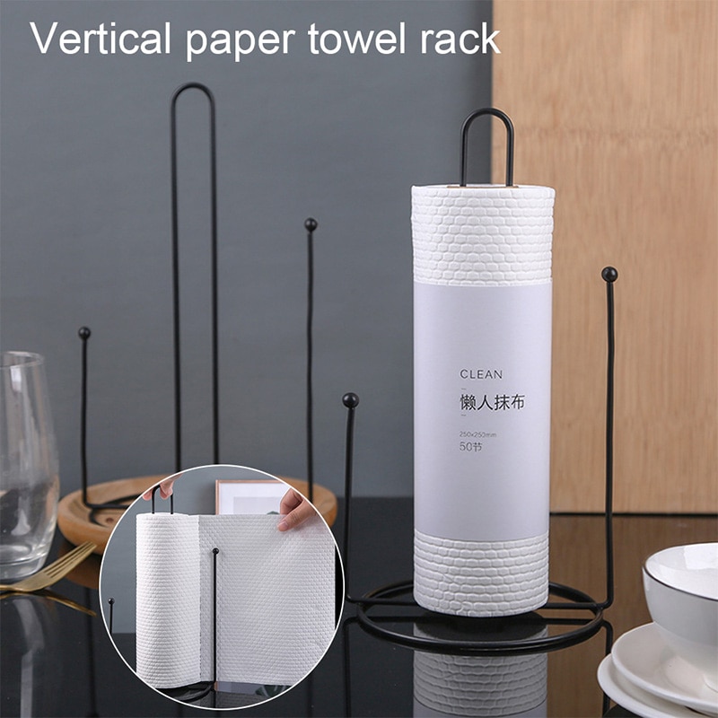 Kitchen Vertical Paper Towel Rack Lazy Rack Roll Paper Holder Plastic Wrap Paper Towel Storage Rack