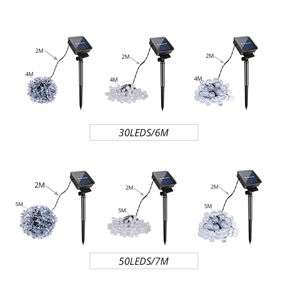 Foxanon Solar String Lights 6M 7M Fairy Ball Cherry blossom Lawn Lamp Christmas Decorative Lighting For Outdoor Garden