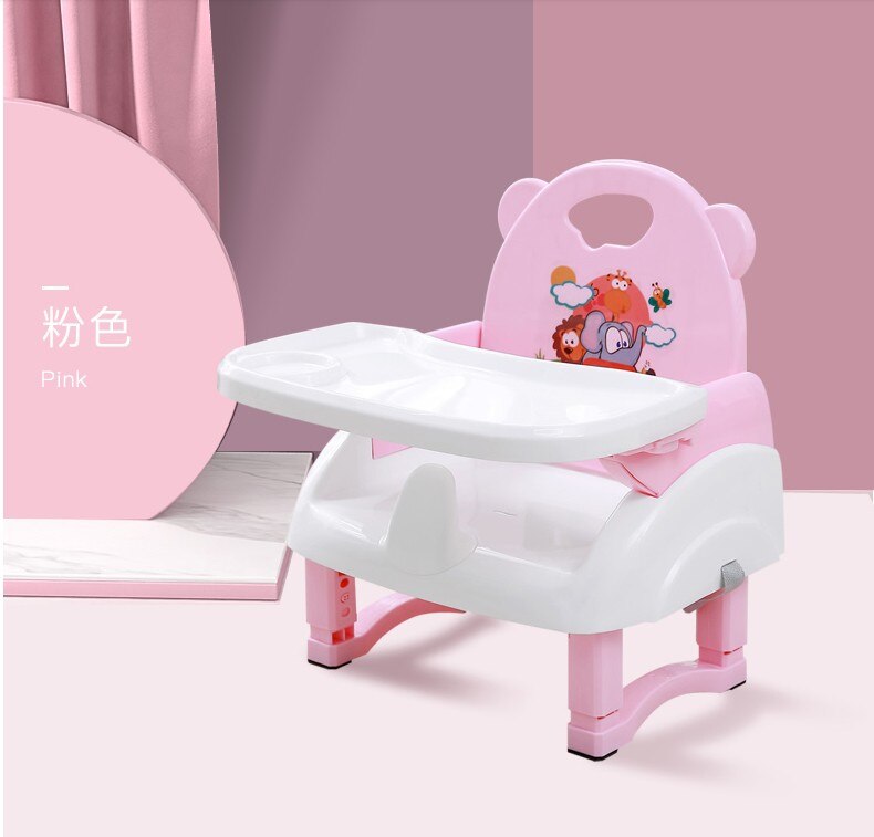 Silla de comedor portátil para bebé, mesa de comedor plegable para niño, silla de bebé para el hogar, sección Simple: Pink no wheels