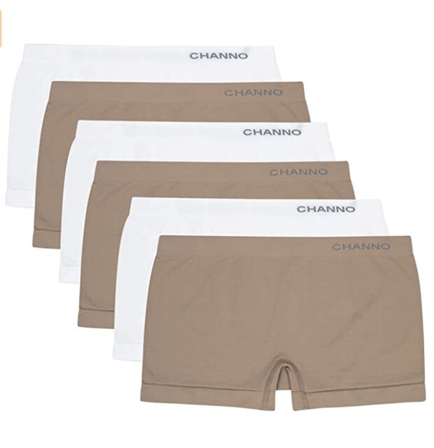 Channo Bragas Culotte Shorts de Lycra Sin Costuras Suaves y Cómodos (Pack de 1 o 6): BlancoVison / S-M