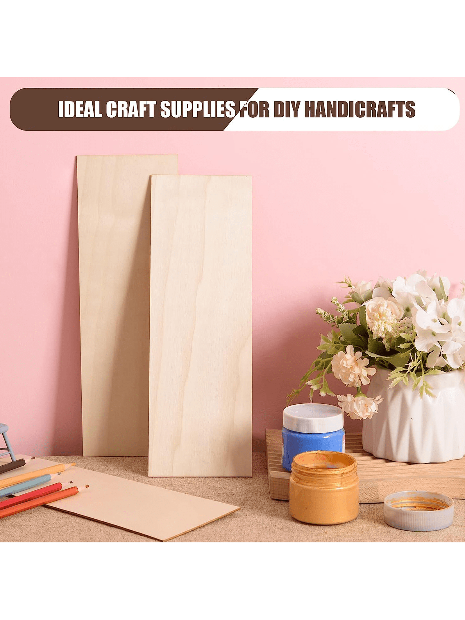 4/8/16 fogli di legno per artigianato 12 x 4 x 1/16 pollici-3 mm di spessore fogli di legno non finiti tavole di compensato sottili per disegno, pittura,