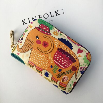 Famous Brand Credit Card Holder Porte Carte Printting Cartoon Children's Purse Card Wallets Monederos Para Mujer: 1elephont coin holde