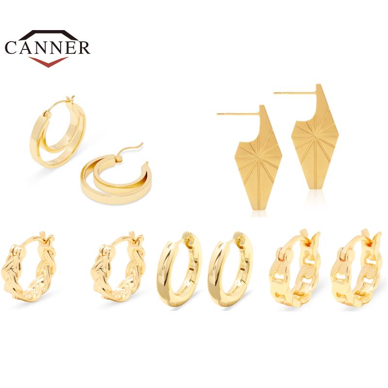 Inmaker Eenvoudige Gouden Kleur Koper Hoepel Oorbellen Voor Vrouwen Huggie Piercing Cirkel Ronde Oorbel Sieraden Pendients