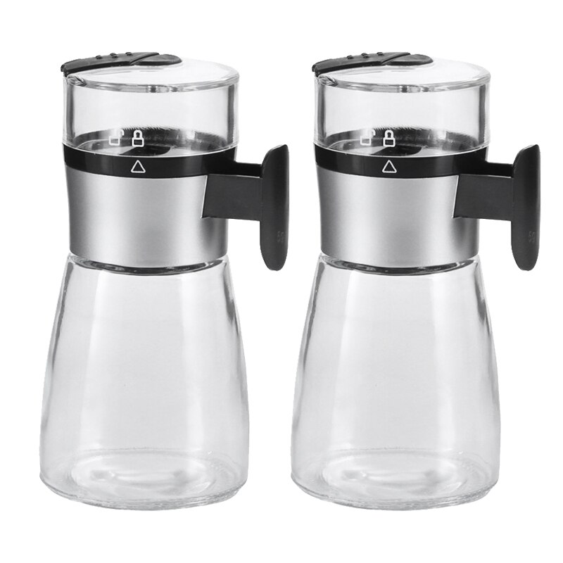 Glass Sealed Moisture-Proof Salt Sugar Bottle Spice Pepper Shaker 5G Push Type Spice Jar Kitchen Gadgets,2 Pcs: Default Title