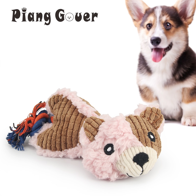 Pink Cute Bear Puppy Pet Toy Rope Squeak Chew Dog Toys Bite Sound Puppy Toys