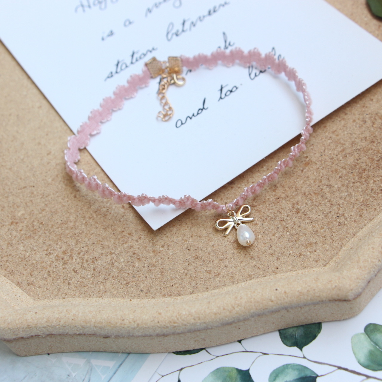 Playful Sweet Fresh Cute Girl Neck Clavicle Chain Women Love Lace Cloth Pink Peach JK Girl Choker Necklaces Accessories: xl-1081