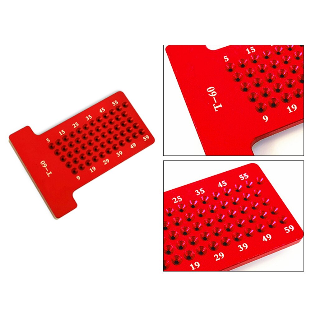 Aluminum Alloy 6061 T-60 Hole Positioning Metric Measuring Ruler 5-60mm Straight Ruler T-ruler Marking Ruler Woodworking Ruler