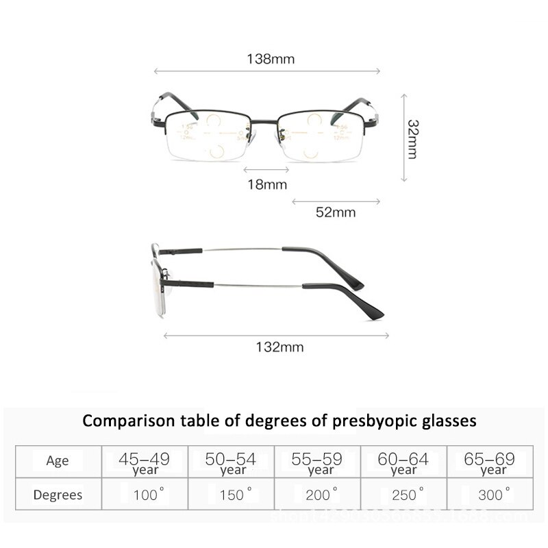 Progressive Multifocal Reading Glasses Men Memory Titanium Anti blue light Transition myopia Hyperopia Presbyopia Woman BS-1003