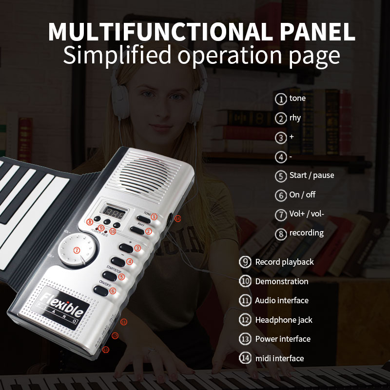 61 key hand roll piano soft keyboard piano portable piano kids keyboard musical instrument muisc keyboard