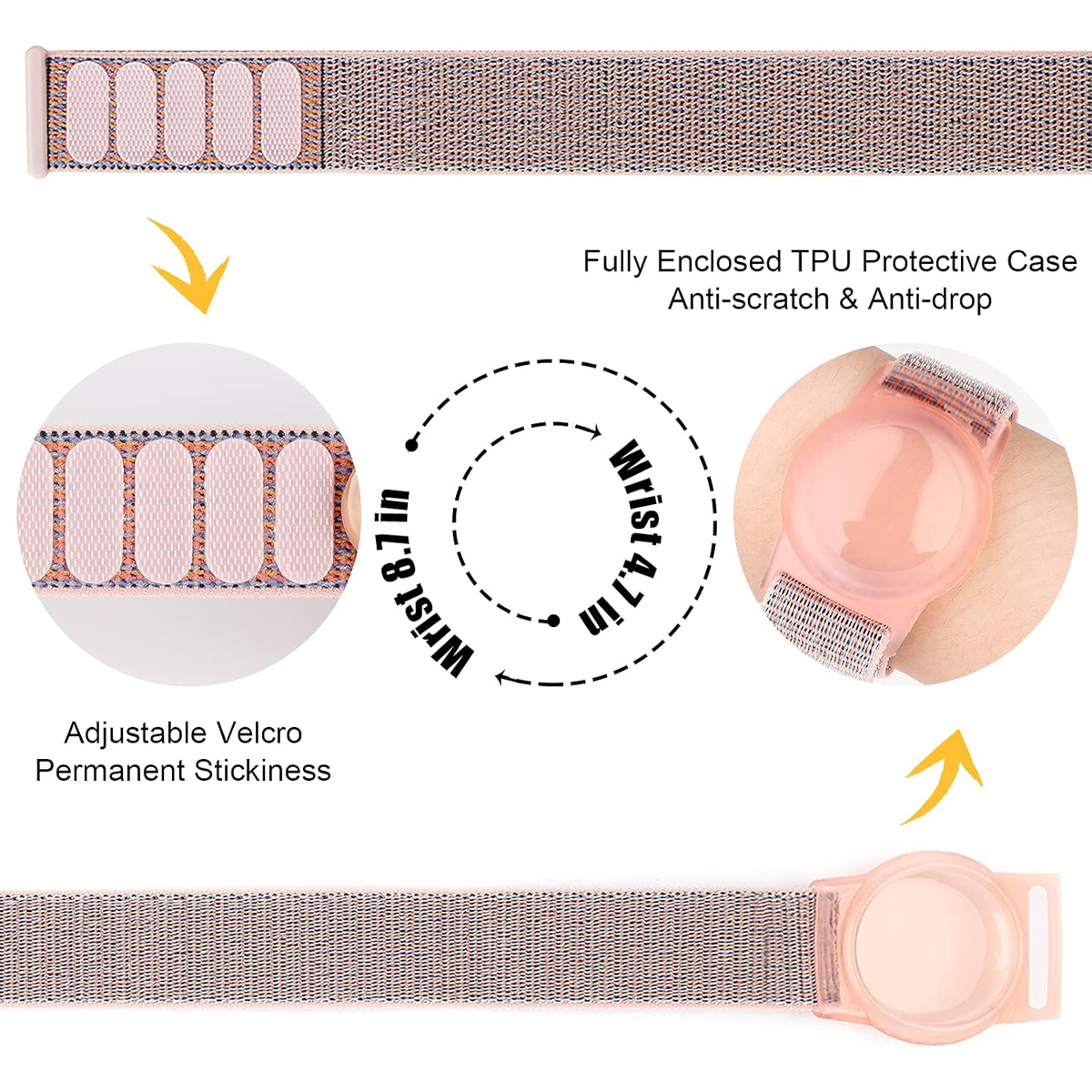 170/220mm for AirTags Bracelet Anti-lost Nylon Protective Sleeve Apple Airtag Tracking Locator Wristband Strap Bracelet