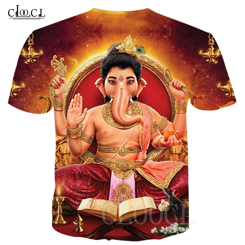 Hindu ganesha sommer t-shirts 3d trykt gud af visdom ganesha tshirt mænd kvinder kortærmet hip hop harajuku sweatshirt t-shirt
