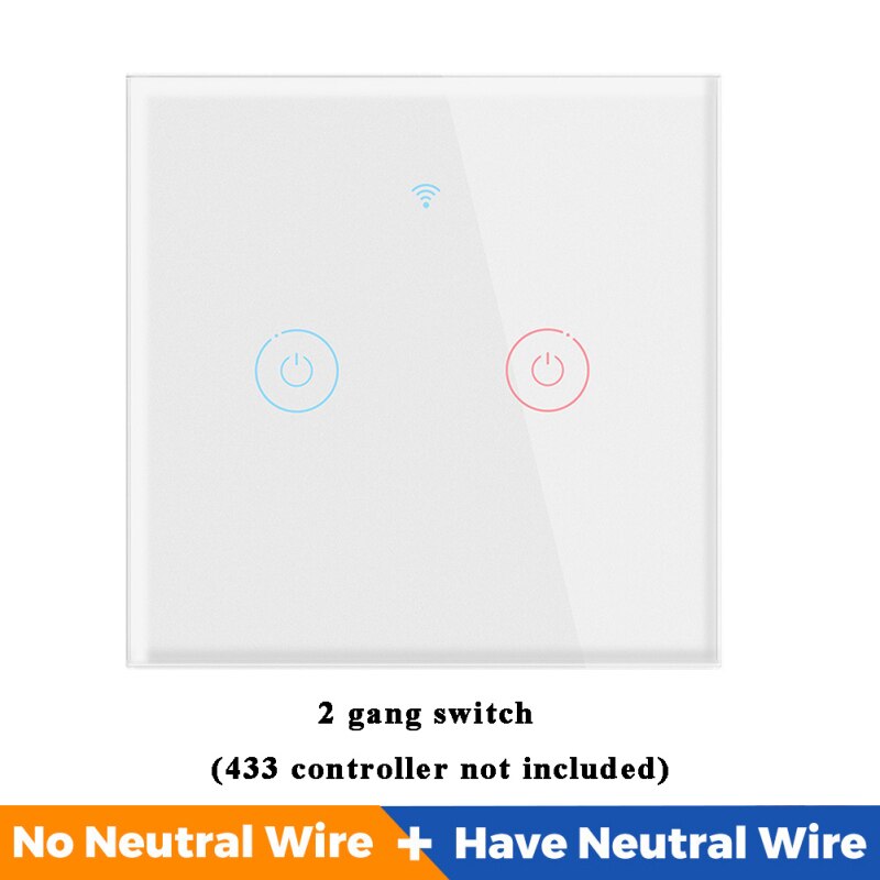WIFI Smart Touch Light Switch APP Remote Control Supports Alexa Voice Control No Neutral Required AC 110V-240V 1/2/3/4gang Wall: 06