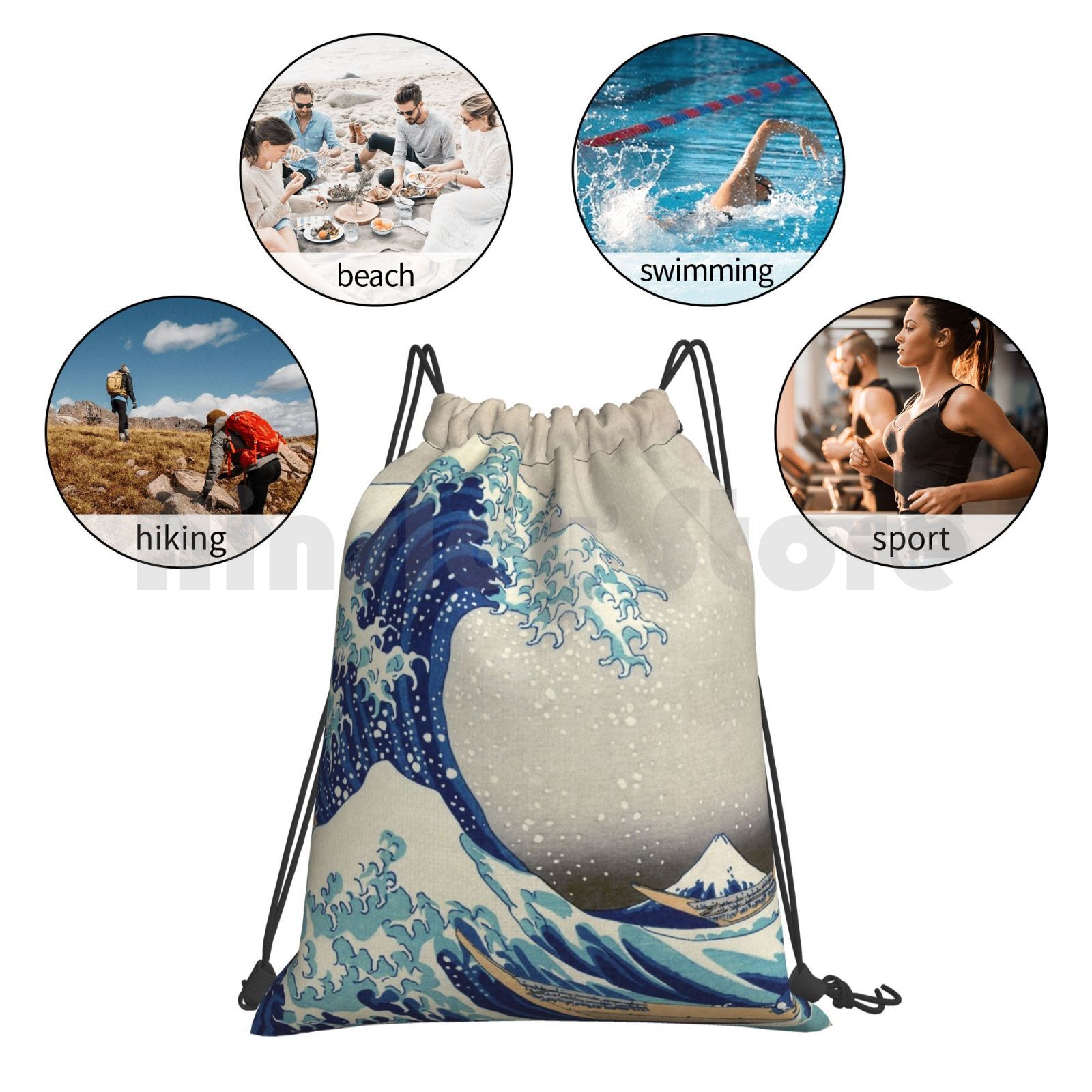 Magneter-t-shirts, tryck etc.-hokusai-den stora vågen utanför kanagawa -1823 utomhusvandringsryggsäck vattentät camping