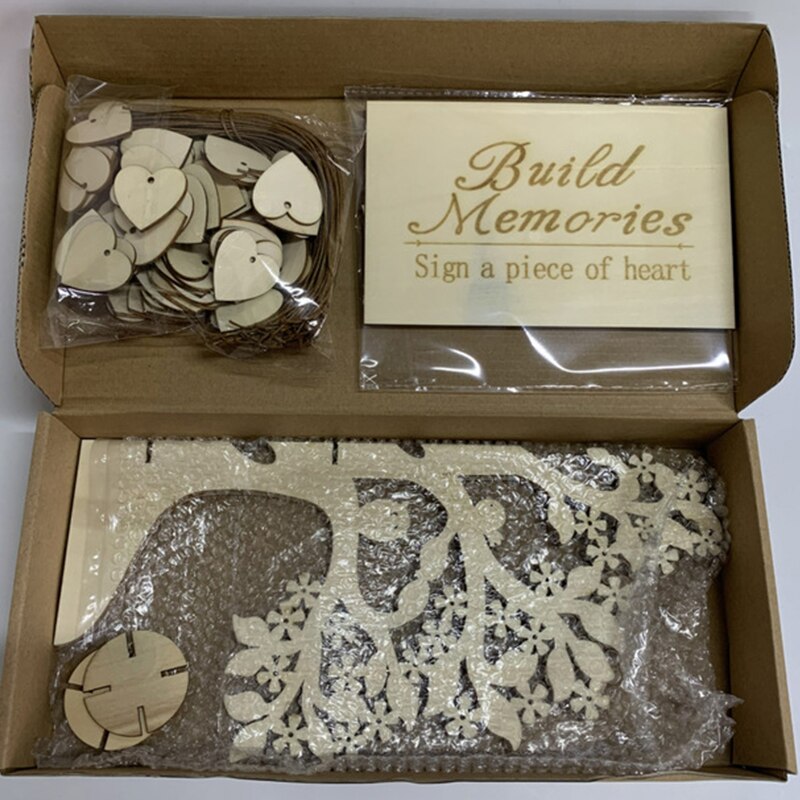 Letrero de libro de invitados de boda, árbol de madera, corazón colgante, adornos sueltos, decoración de , libro de invitados de boda, 0303