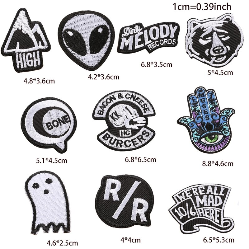 Parches bordados de Rock para ropa, parches de planchado DIY para ropa, pegatinas de calavera Punk, apliques de decoración, 10 Uds.