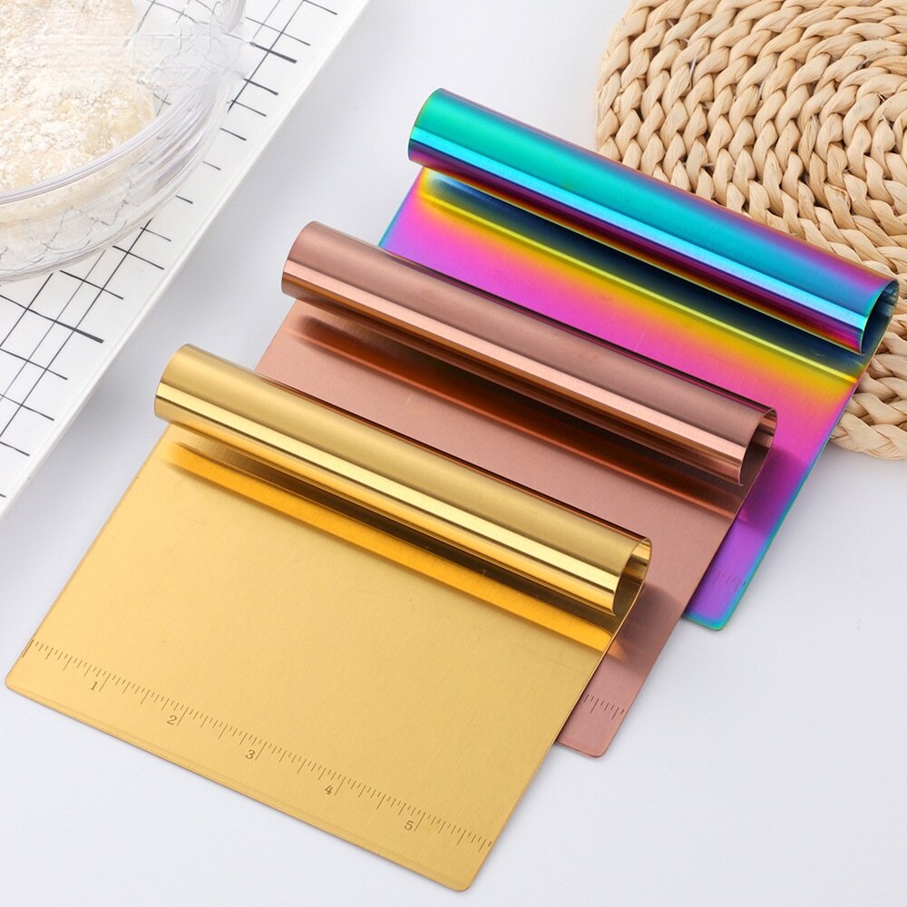 Stainless steel scraper with scale baking tool dough cutter scraper baking tools for cakes