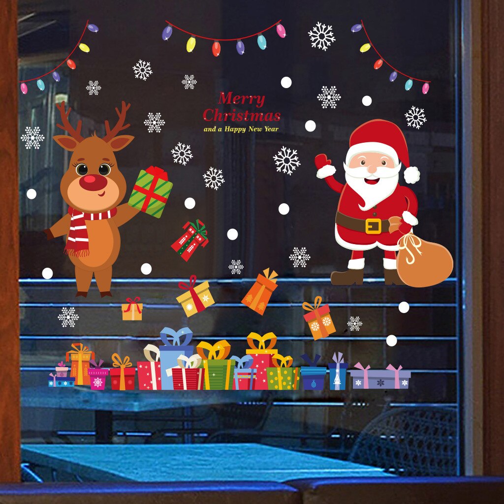 25# Christmas decoration adhesive-free window glass electrostatic stickers Living Room Decals Self adhesive Window Display Decor