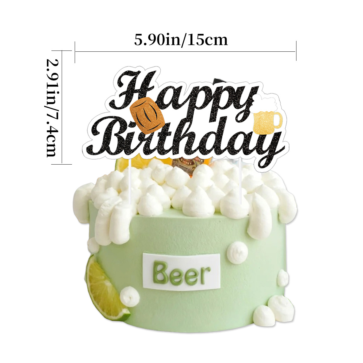 Cervezas, cartel para de feliz cumpleaños, tazas de cerveza, globos, decoración para tarta, cerveza para hombres, cumpleaños, despedida de soltera, suministros para: Verde oliva