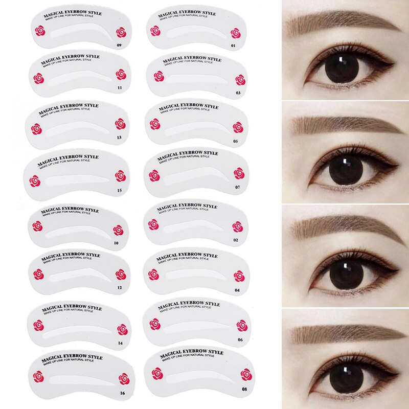 24 Pcs DIY Eyebrow Stencils Set Reusable Eye Brow Drawing Guide Styling Grooming Template Card Makeup Assistive Devices
