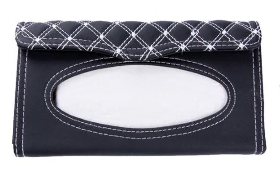 Universal Car Kit Tissue Doos Auto Zonneklep Opknoping Type Pu Borduurwerk Patroon Magic Sticker Tissue Cover Auto-interieurs: WHITE