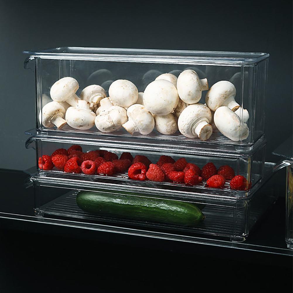 2PCS Acrylic Food Storage Container Bin with Lid and Handle for Kitchen,, Cabinet, Fridge,Pantry Freezer - Organizer