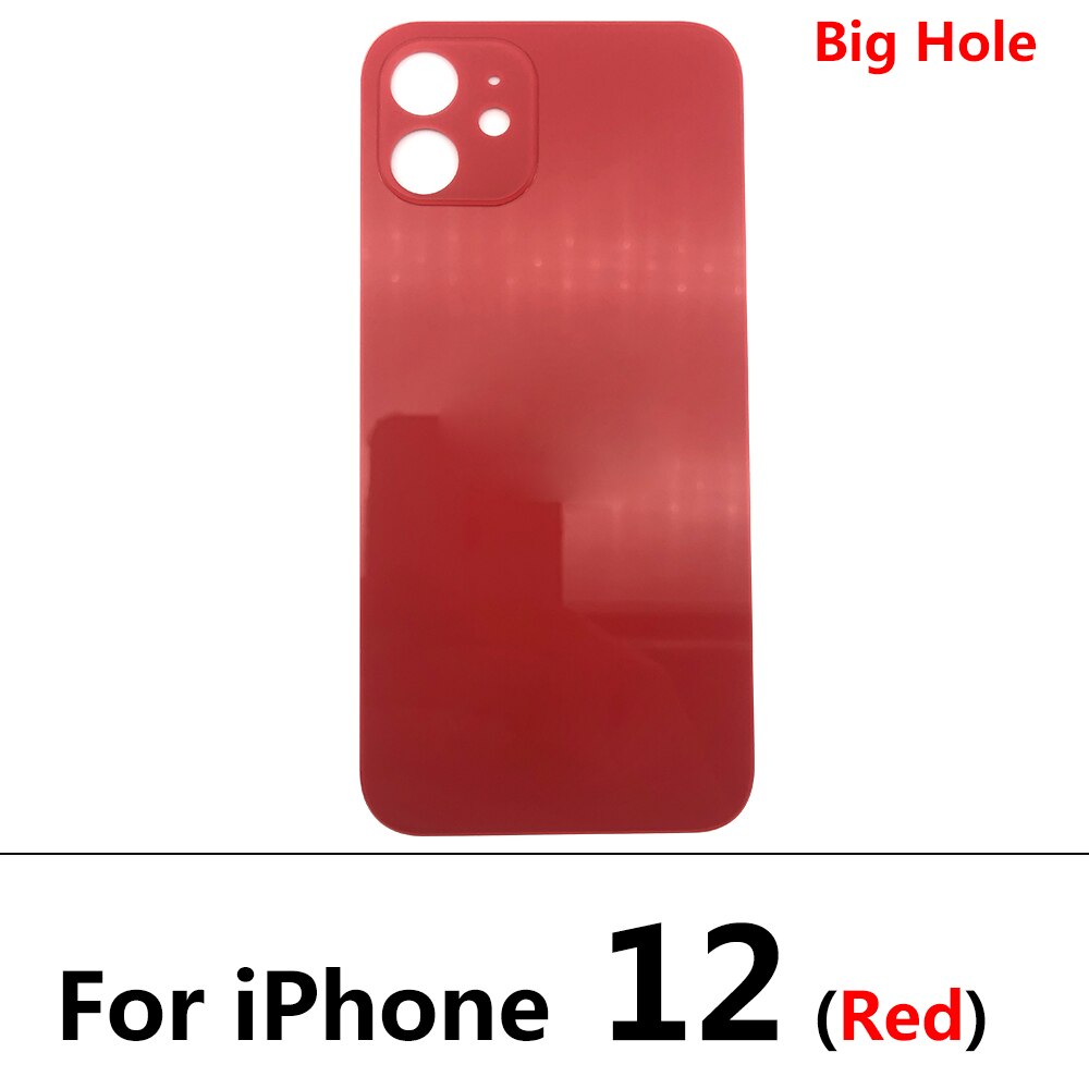 Big Hole Back Glass Rear Cover For Iphone 12 Pro Battery Door Housing Battery Back Cover Glass: For iphone 12 Red