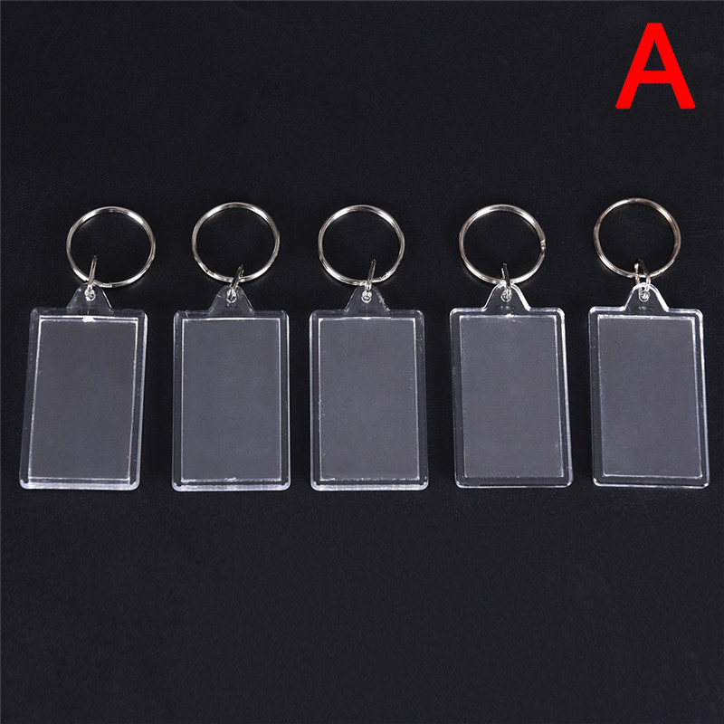 5PCS/lot Keyring Keychain Rectangle Transparent Blank Acrylic Insert Photo Picture Frame DIY Split Ring Key Chain: A