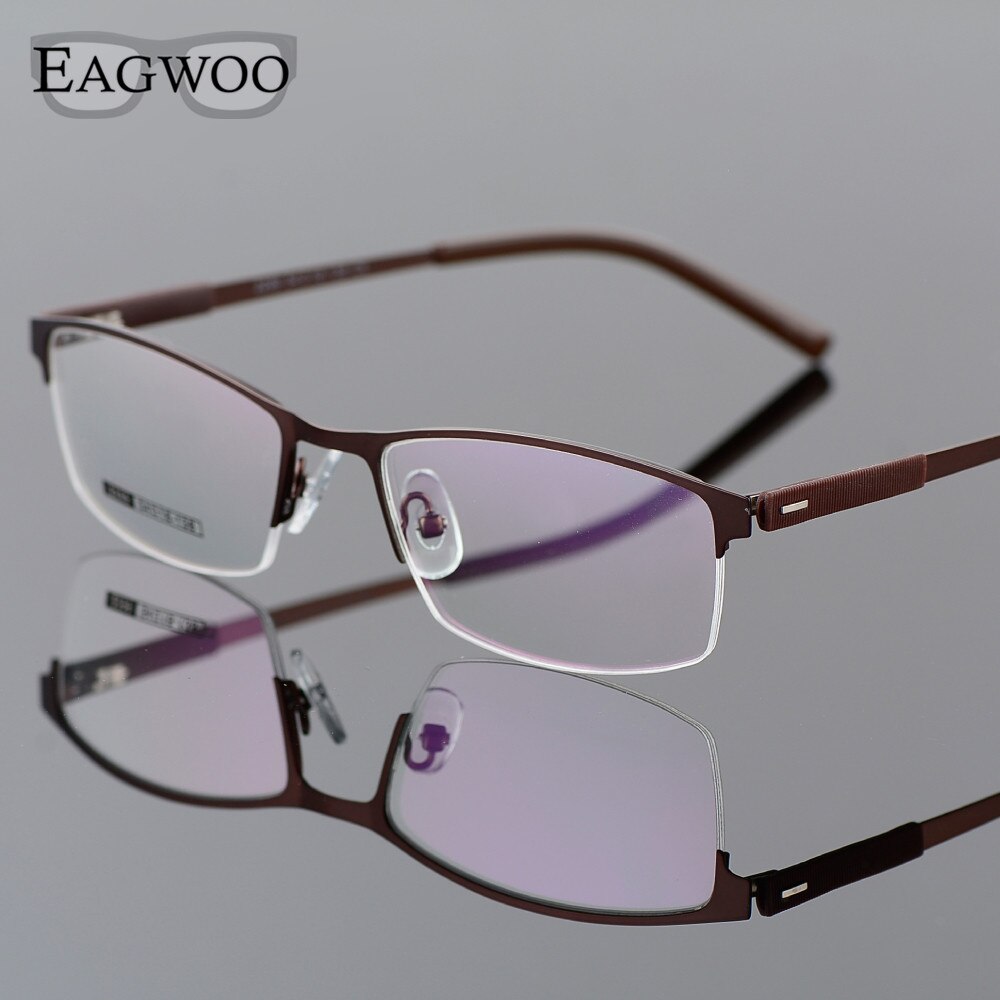 EAGWOO Business Eyeglasses Frame Half Rim Optical Glasses Men Eyewear Gold Frame Glasses for Myopia Reading Spring Temple 2299