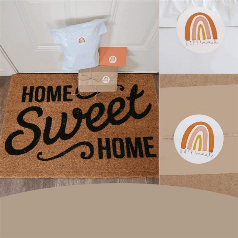 500Pcs/roll Happy Mail Rainbow Sticker Boxes Mailers Envelope Sealing Labels Round Small Business Scrapbooking Sticker