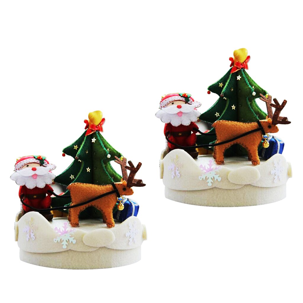 2 Sets DIY Christmas Felt Sewing Kit Music Box Needle Felting Starter Kit