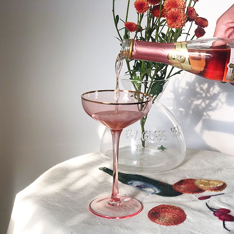 Gylden kant cocktailglass gjennomsiktig høy-slutt hvitvinsglass krystall dessertglass festglass spesiell champagneglassbeger