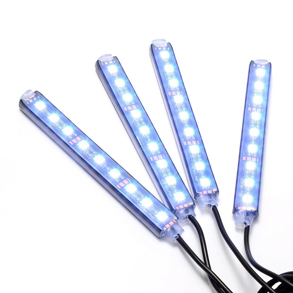 4 st bil rgb led strip ljus universal trådlös fjärrkontroll rgb neon led interiör bil ljus dekorativa bil atmosfär ljus