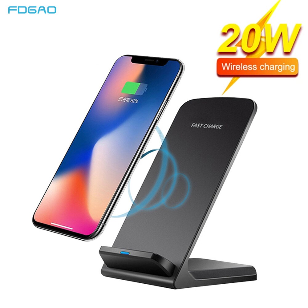 20W Qi Wireless Charger Stand Voor Iphone 12 11 Pro X Xs Max Xr 8 Samsung S21 S20 Note 20 Snel Opladen Dock Station Telefoon Houder