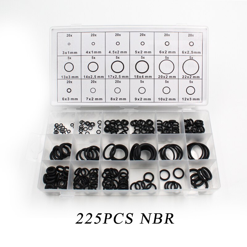 O ringer gummi slitesterk vanntett og oljebestandig o rings tetning nbr tetting o-ringer nitril skive gummi oring sett: Bbnb -225