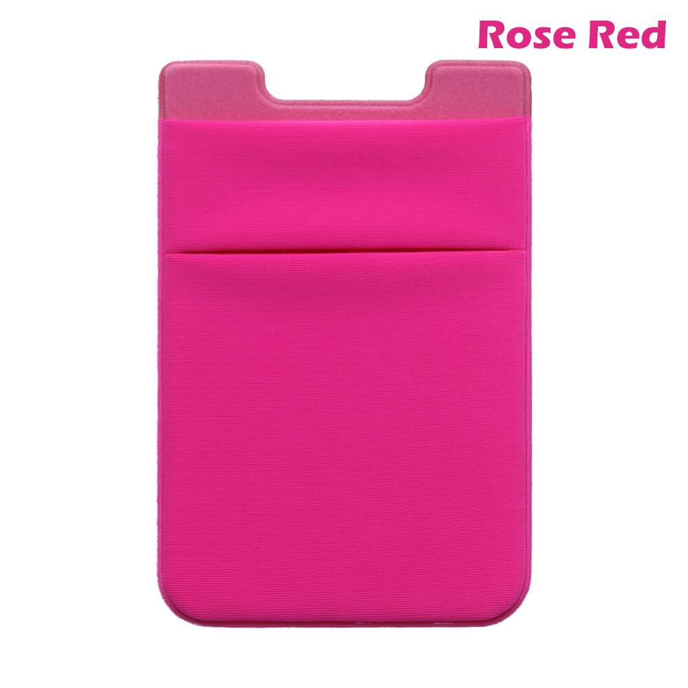 1Pcs Adhesive Sticker Phone Pocket Cell Phone Stick On Card Wallet Stretchy Credit Cards ID Card Holder Pouch Sleeve: rose red