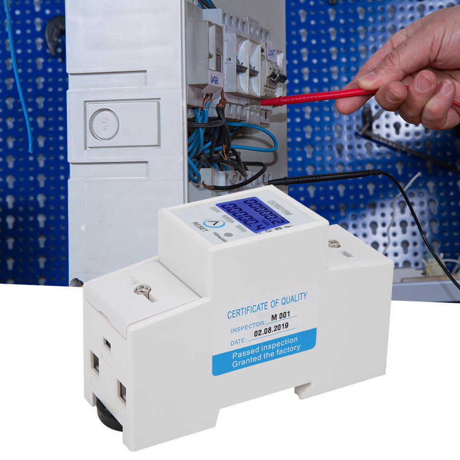 230v dds 015m energiwatt timetæller digitalt display enkeltfaset kan nulstilles elektrisk strømmåler 35mm din-skinnemontering