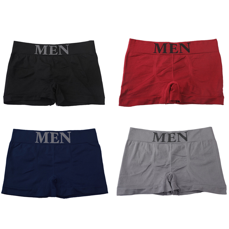 4Pcs/Lot Men&#39;s Panties Brand Underwear Boxers Breathable Man Boxer Solid Underpants Comfortable Shorts Male Black Blue Underwear: BlackRedNavyGray