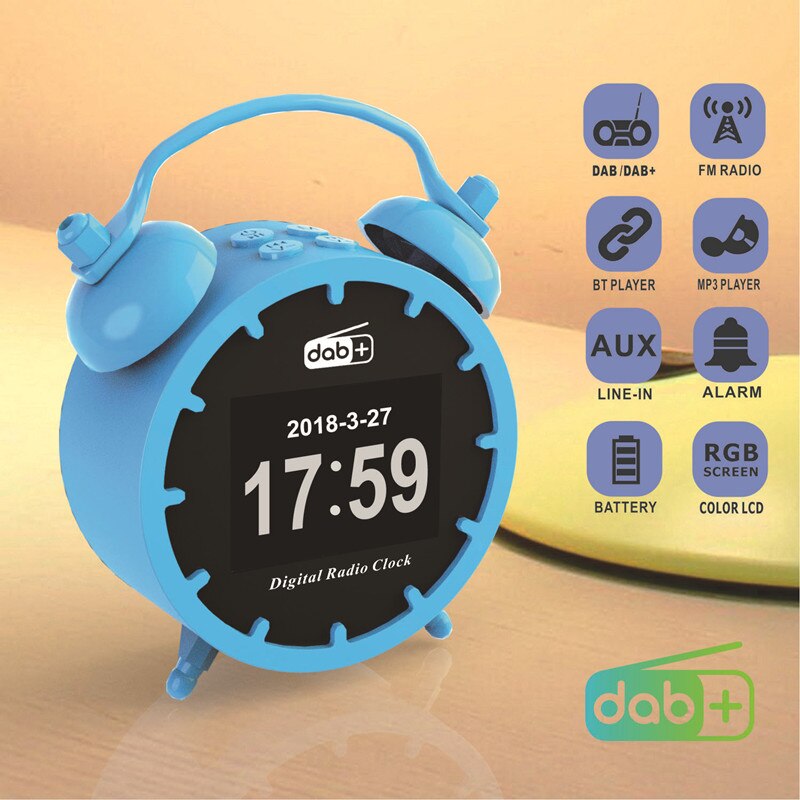 Radio despertador Digital DAB/FM, pantalla LCD a todo Color de gran tamaño, con Bluetooth y función de reproducción MP3 de tarjeta TF