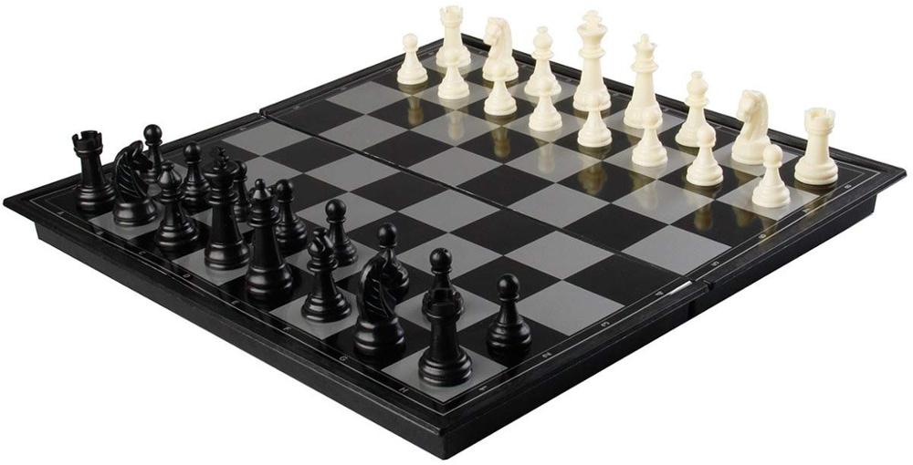 AMEROUS 12" x 12" Travel Magnetic International Chess Set with Folding Chess Board