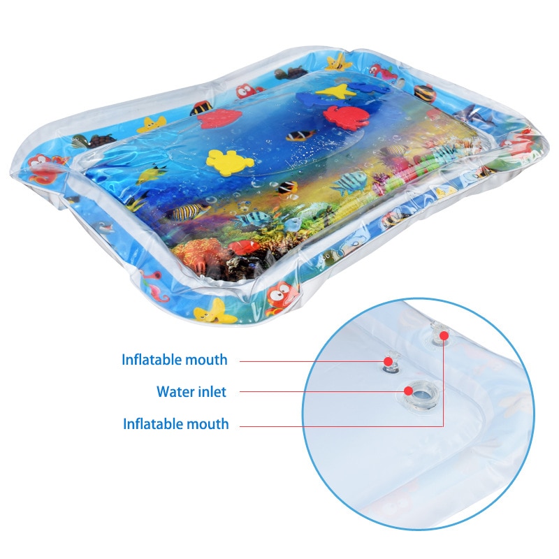 Inflatable Baby Water Mat Tummy Time Kids Cushion Fun Play Baby Gyms Mat Developing Baby Coordination Ability Sensory Experience