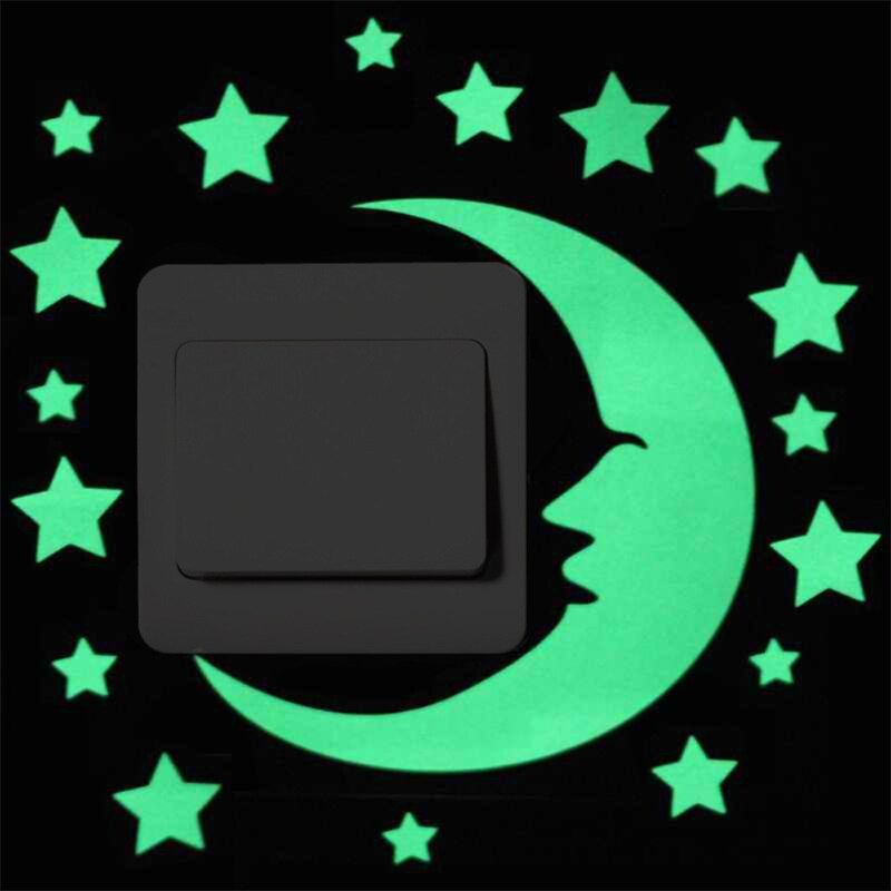 Een Pak Van 5 Stuks Luminous Light Switch Decals Glow In The Dark Muurstickers Stickers Decoratieve Kunst Plakken