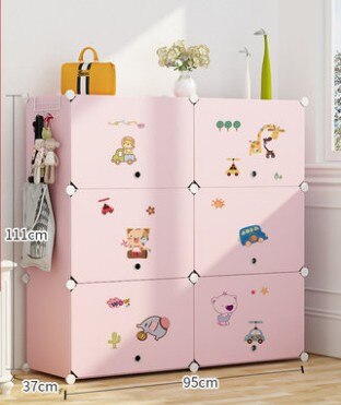 DIY Multi-layer Simple Children Wardrobe Girl Assembled Plastic Closet Cartoon Simple Modern Economic Baby Storage Cabinet