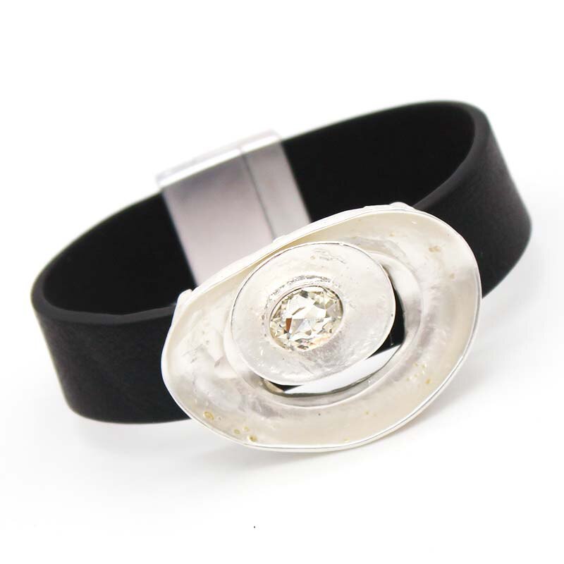 frauen Leder Armbänder Kristall LIEBE Metall Charme Böhmischen Breite wickeln Armbinde Weiblichen Partei Schmuck: 3