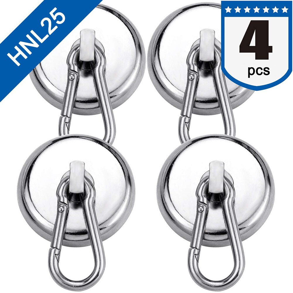 'The Best' Magnetic Hooks Strong Heavy Duty Neodymium Magnet Hooks with Swivel Carabiner Hook for Refrigerator 4pcs 889: hnl25 (maximum pull-