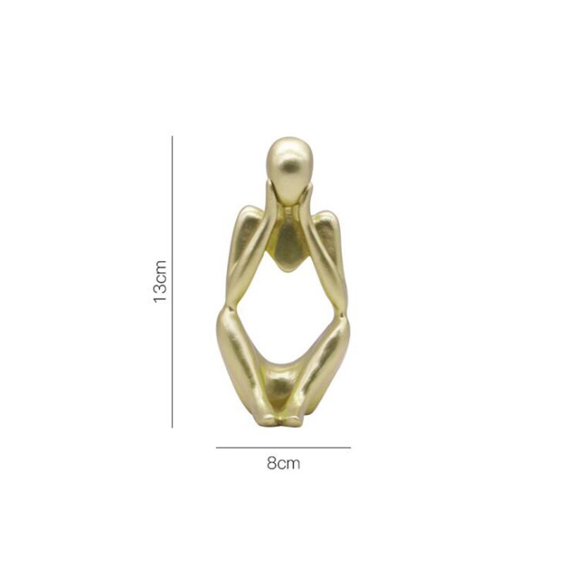 Home Decoratie Hars Sculptuur Denker Karakter Abstract Standbeeld Art Europese Stijl Voor Home Decor Moderne Kantoor Plank Desktop: Golden A
