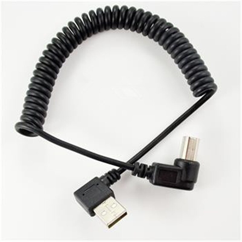 USB 2.0 A Male to USB Type B Male Cable USB 2.0 Type B Right Angle Male to USB 2.0 A Male Right Angled Spiral Coiled Cable 1m