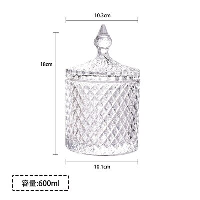 European-style Stained Glass Candy Jar with Lid Storage Jar Candy Box Transparent Storage Jar Tea Tin Sugar Cube Jar: A-large