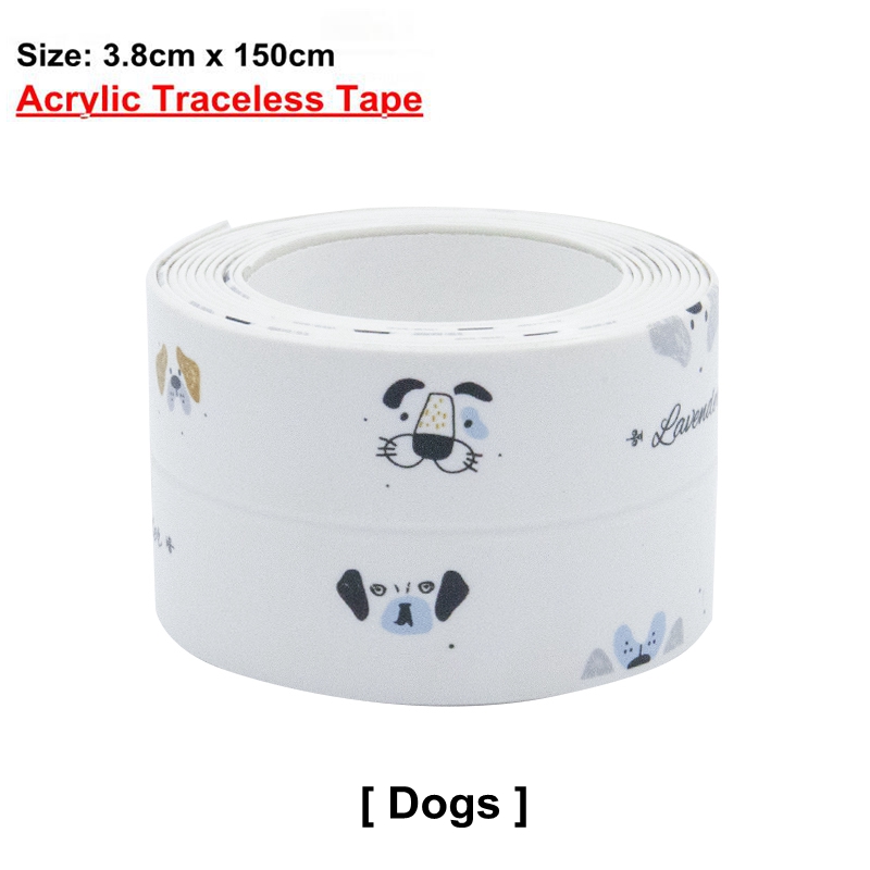3.2 Meters PVC Self Adhesive Sealing Strip Bathroom Shower Sink Bath Caulk Tape Waterproof Tape for Bathroom Kitchen Docoration: 3.8x150cm Dogs