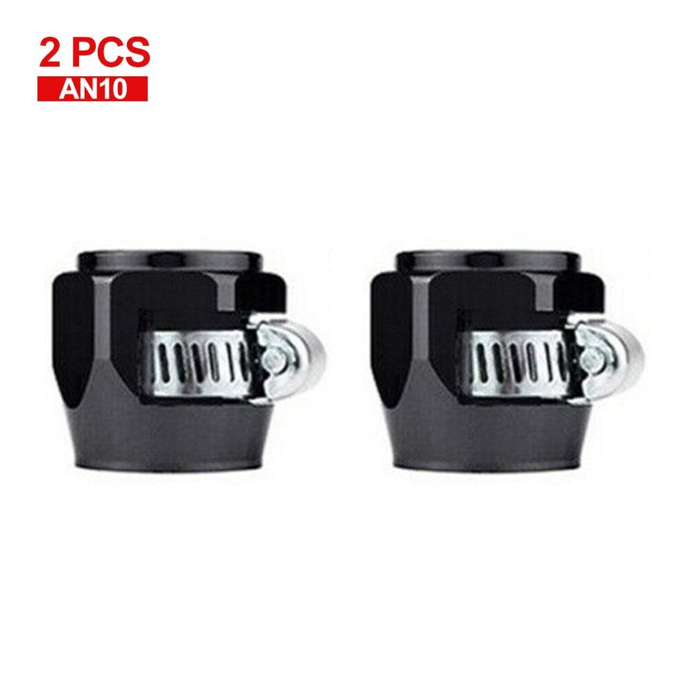 2PC Hex Hose Finisher Clamp with Screw Band Hose End Cover Fitting 4 6 8 10 12AN: Black