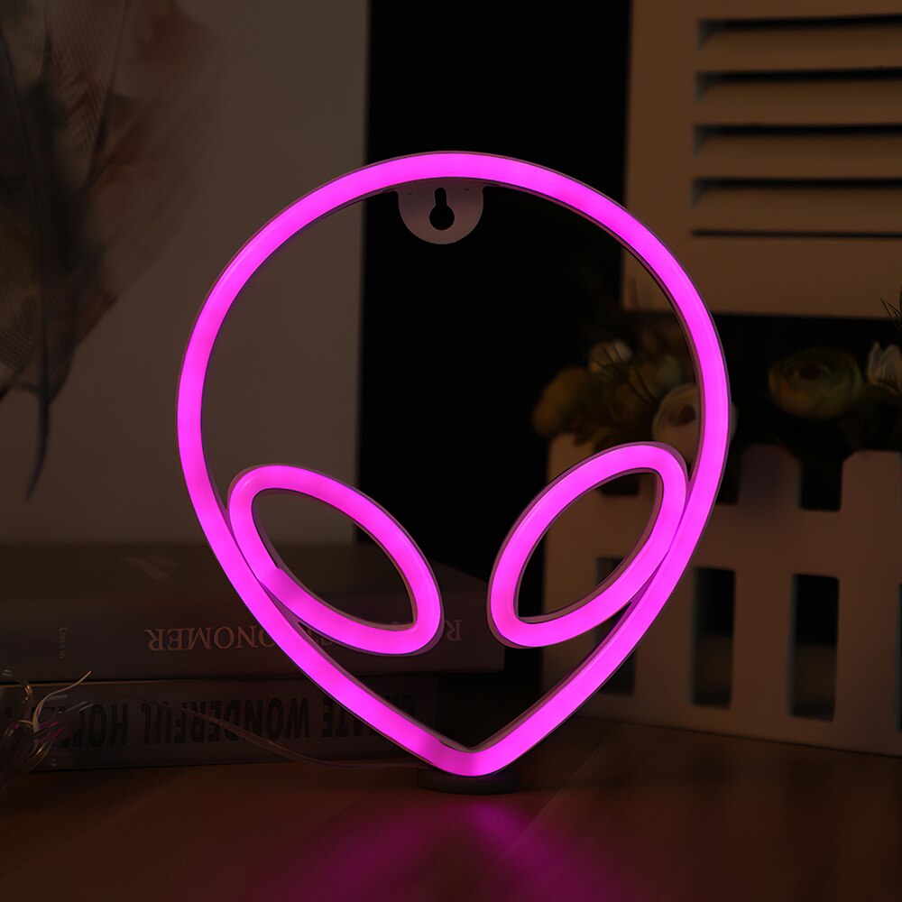 LED Alien Neon Light Sign Wall Hanging USB Battery Operated Night Lamp for Bedroom Party Decoration Xmas Neon Lamp